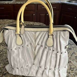 Valentino Rockstud White patent satchel